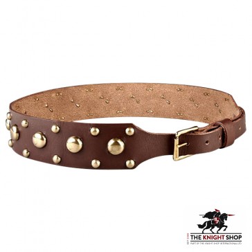 Studded Leather Belt - Brown