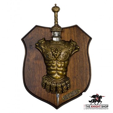 Miniature Gladius and Roman Cuirass on Display Plaque