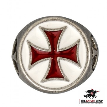 Templar Cross Ring - Red/White Enamel