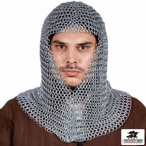 V-Shaped Chainmail Coif - Zinc