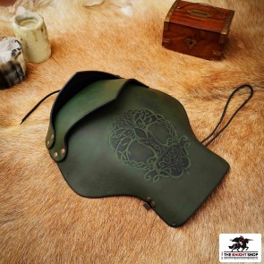DAMAGED - Tree of Life Leather Pauldron - Green