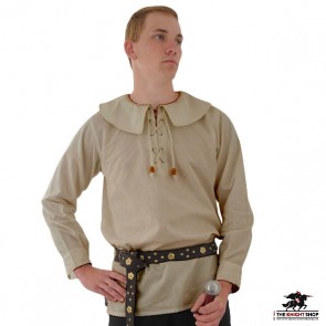 Medieval Rounded Collar Shirt - Natural