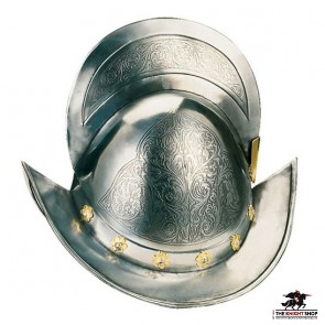 Spanish Etched Morion Helmet - Gold