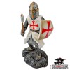 Fighting Templar Knight with Axe Figurine - 18cm